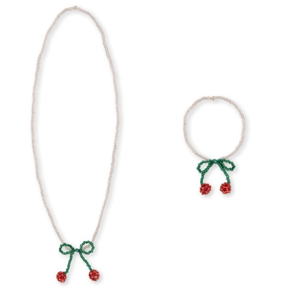 Konges Slojd Zestaw biżuterii dziecięcej łańcuszek i bransoletka Pearly cherry