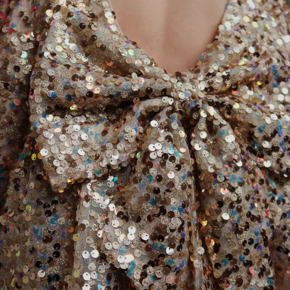 Konges Slojd Sukienka dziewczęca z cekinami Lila Gold Glitter