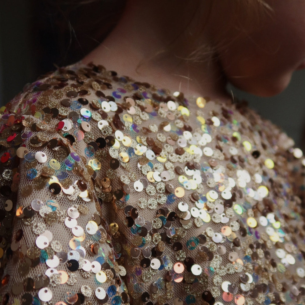 Konges Slojd Sukienka dziewczęca z cekinami Lila Gold Glitter