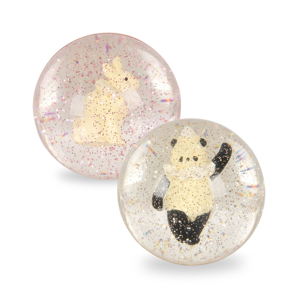 Konges Slojd Piłeczki z brokatem i figurkami 3D Bunny/Panda 2szt