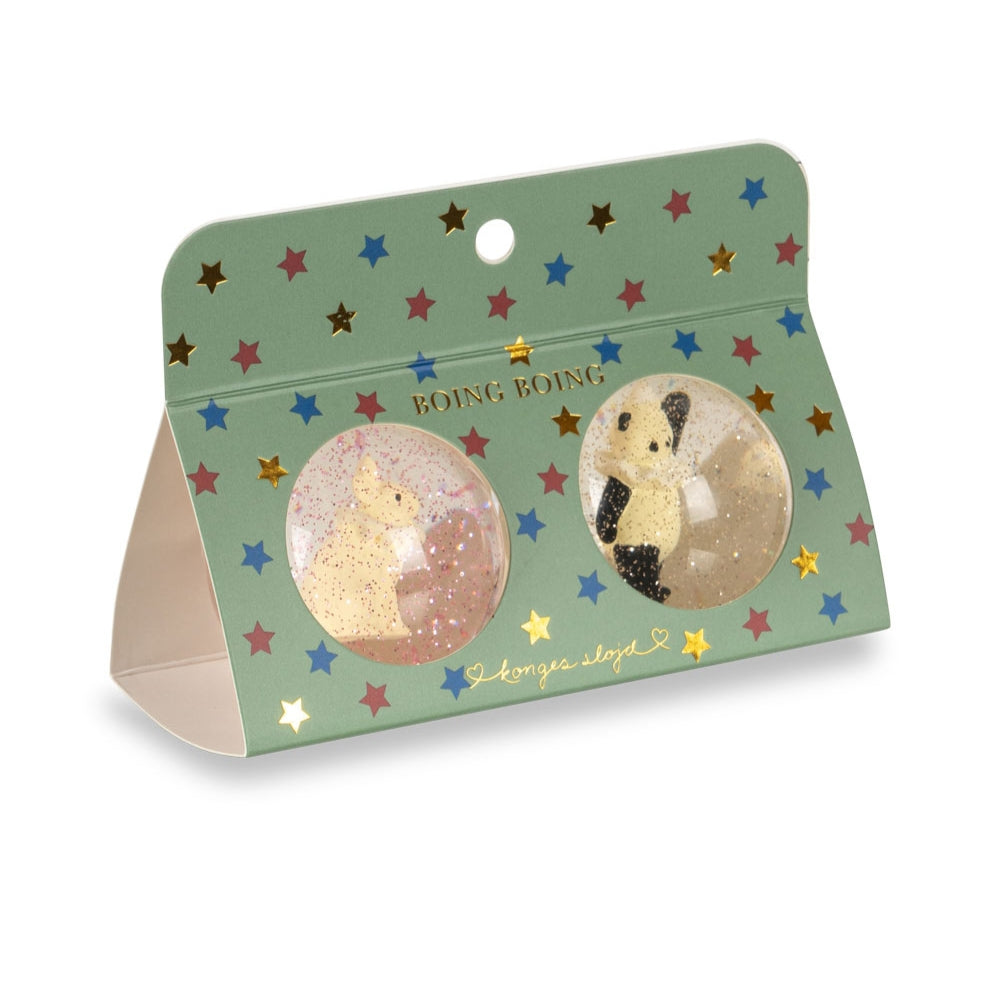 Konges Slojd Piłeczki z brokatem i figurkami 3D Bunny/Panda 2szt