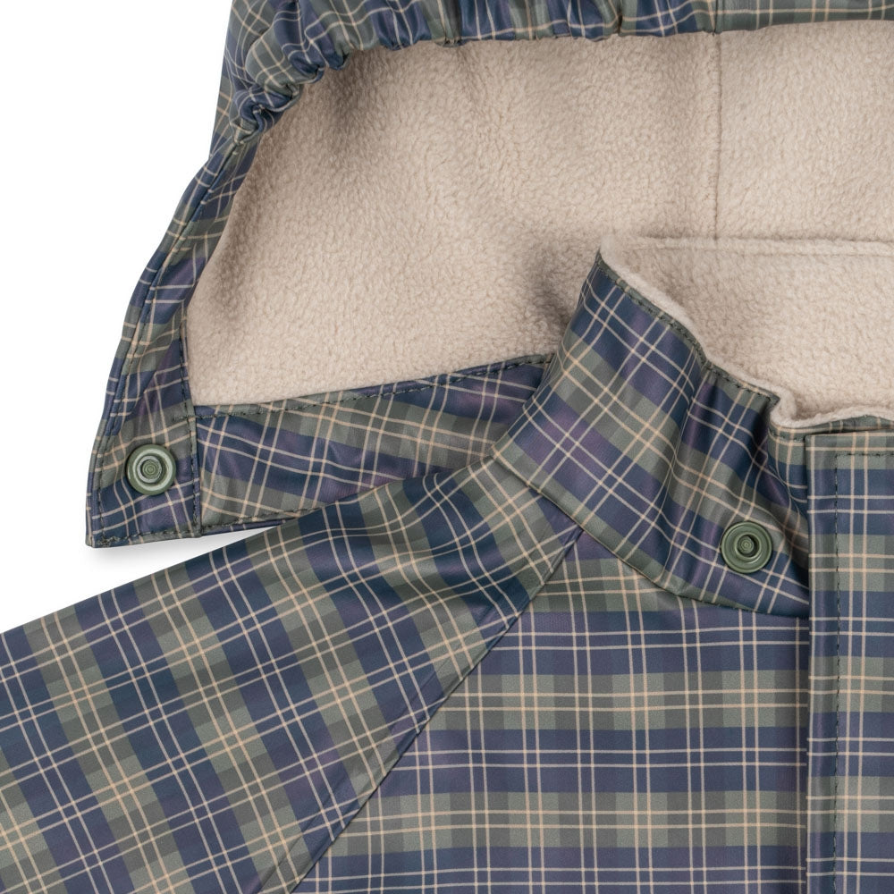 Konges Slojd Kurtka i spodnie przeciwdeszczowe dla dzieci Rainy Palme Set Laurel Blue Check