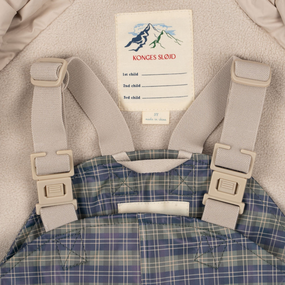 Konges Slojd Kurtka i spodnie przeciwdeszczowe dla dzieci Rainy Palme Set Laurel Blue Check