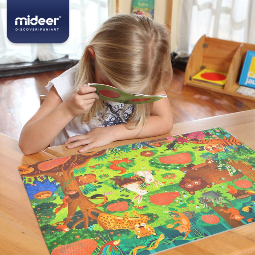 Mideer Sekretne puzzle z okularami 3D - Las 35 elementów