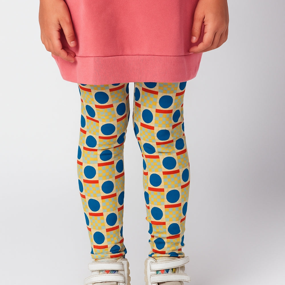 Bobo Choses Legginsy dla dziewczynki Geometric Scacs all over Offwhite