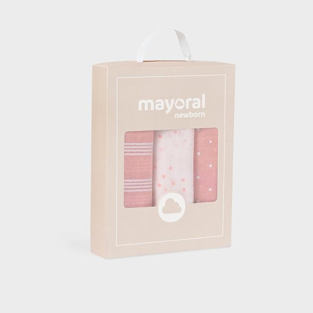 Mayoral Zestaw pieluszek komplet 3 szt Misty Pink