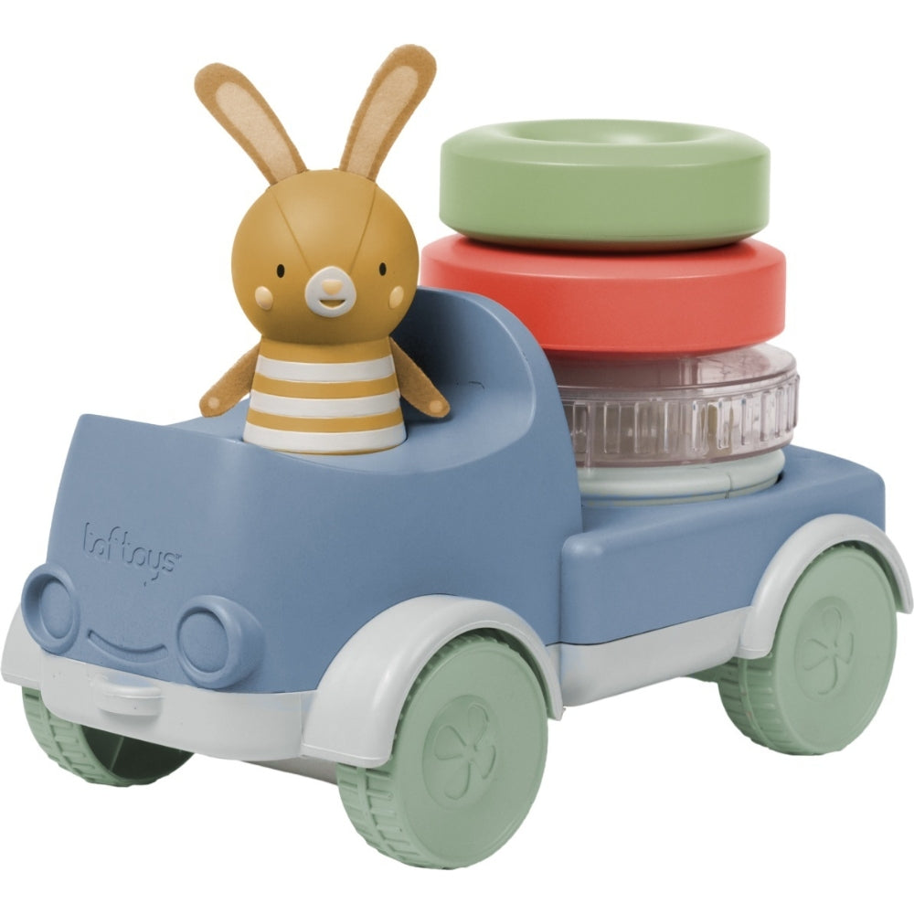Taf Toys Kolorowe autko dla niemowlaka ciężarówka z króliczkiem 2w1