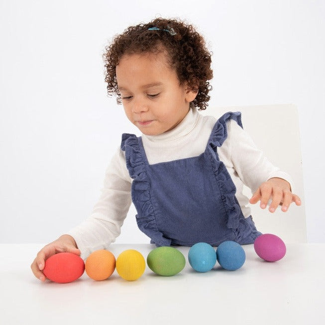 TickiT Drewniane jajka Rainbow Wooden Eggs 7 elementów