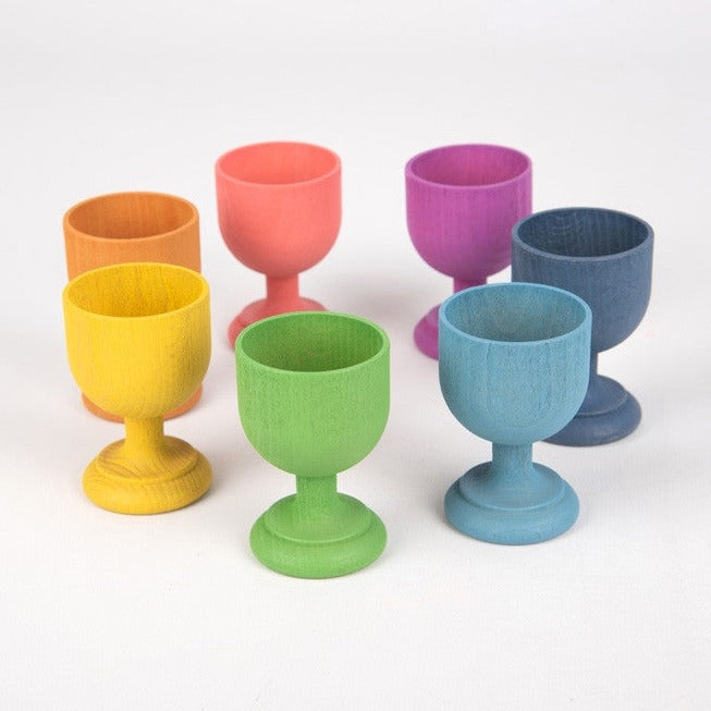 TickiT Drewniane podstawki do jajek Rainbow Wooden Egg Cups 7 elementów