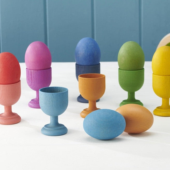 TickiT Drewniane podstawki do jajek Rainbow Wooden Egg Cups 7 elementów