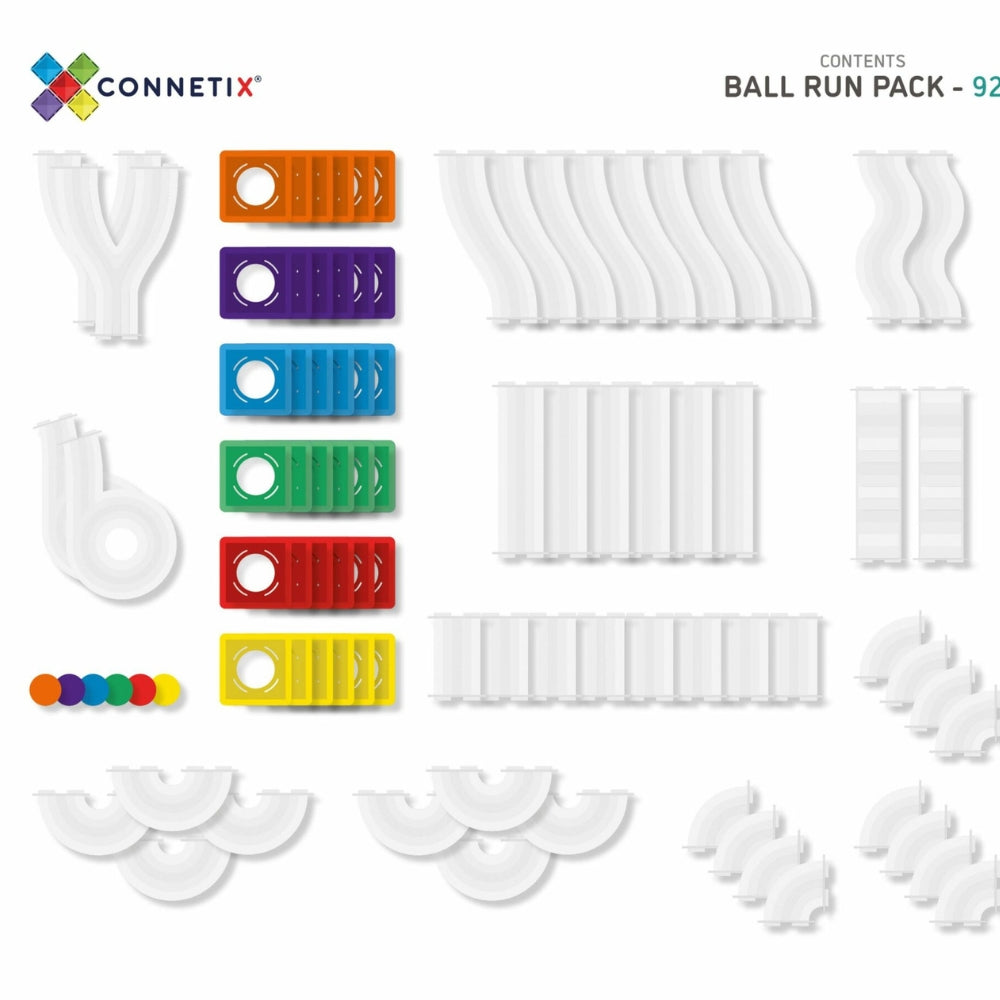 Connetix Klocki magnetyczne dla dzieci kulodrom Rainbow Ball Run Pack 92el.