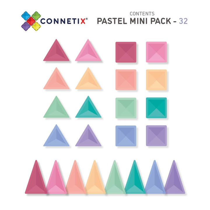 Connetix Klocki magnetyczne dla dzieci Pastel Mini Pack 32el.
