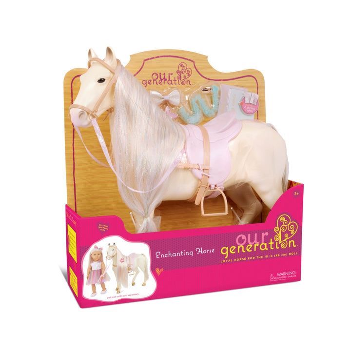 Our Genaration Koń dla lalki Baśniowy z włosami do czesania i akcesoriami 50 cm