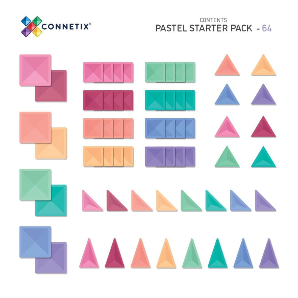 Connetix Klocki magnetyczne dla dzieci Pastel Starter Pack 64el.