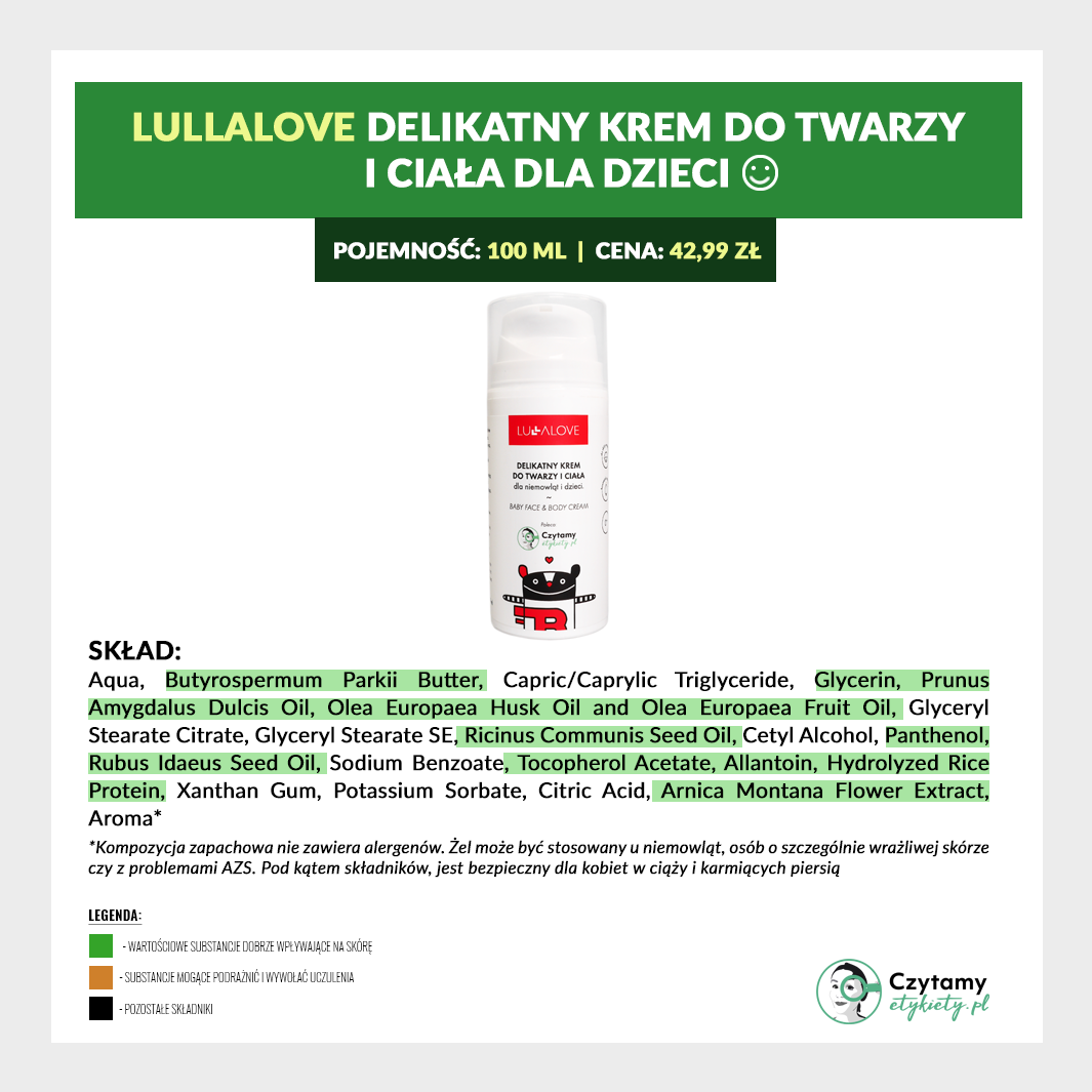 Lullalove Delikatny krem do twarzy i ciała dla dzieci 100 ml