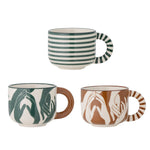 Bloomingville Kubki do herbaty Kubki do kawy Carim Cup Green Stoneware 3 sztuki