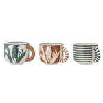 Bloomingville Kubki do herbaty Kubki do kawy Carim Cup Green Stoneware 3 sztuki