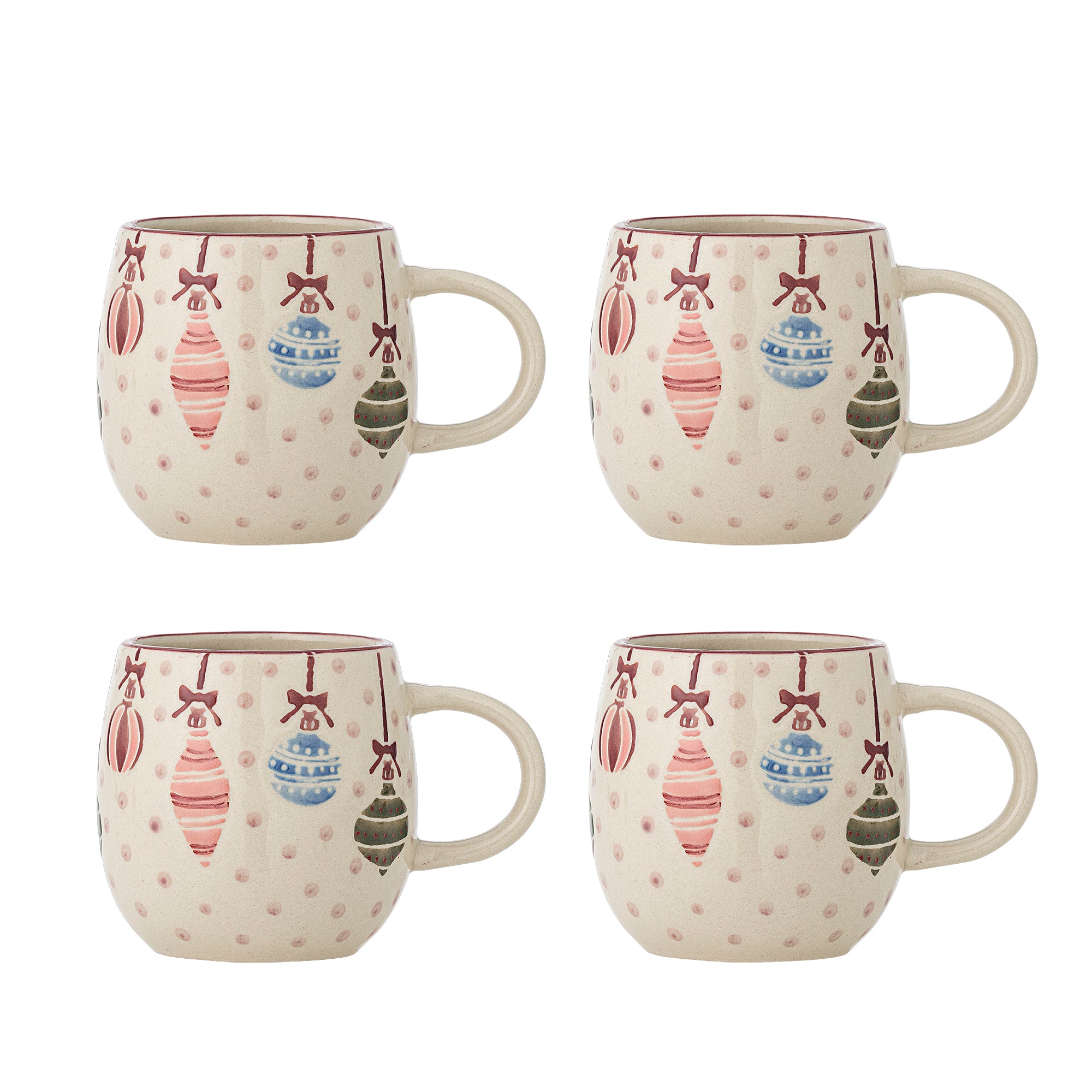 Bloomingville Kubki z kamionki Ornamentia Red zestaw 4 szt