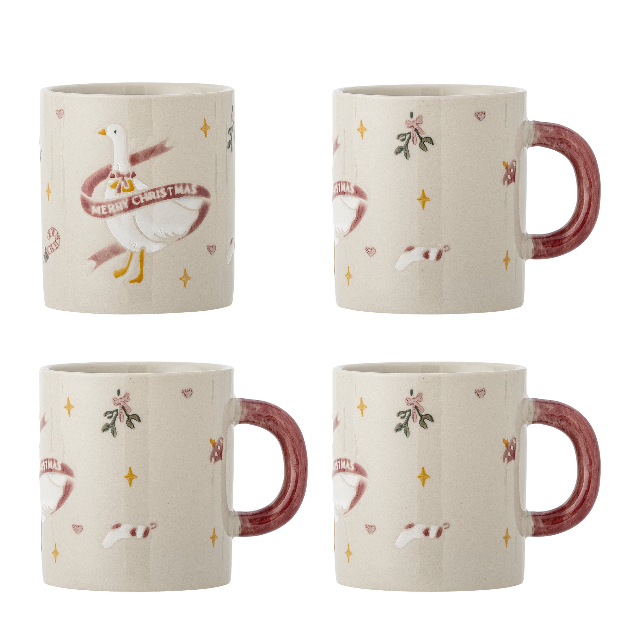 Bloomingville Kubki z kamionki Mary Red zestaw 4 szt