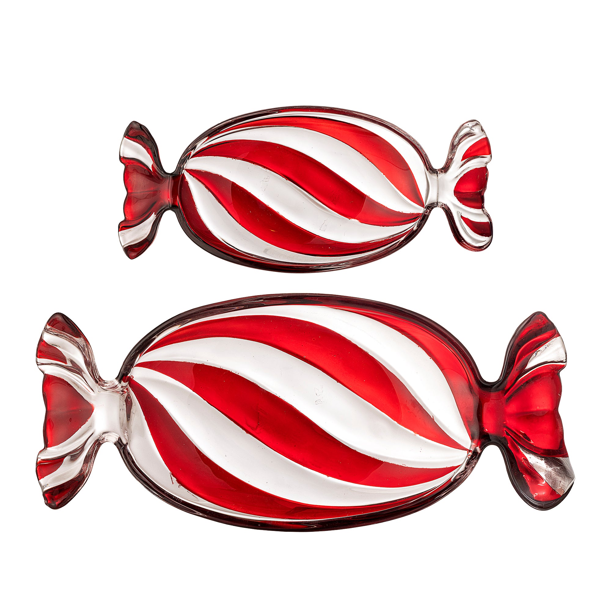 Bloomingville Talerze dekoracyjne ze szkła Sweetie Red zestaw 2 sztuk