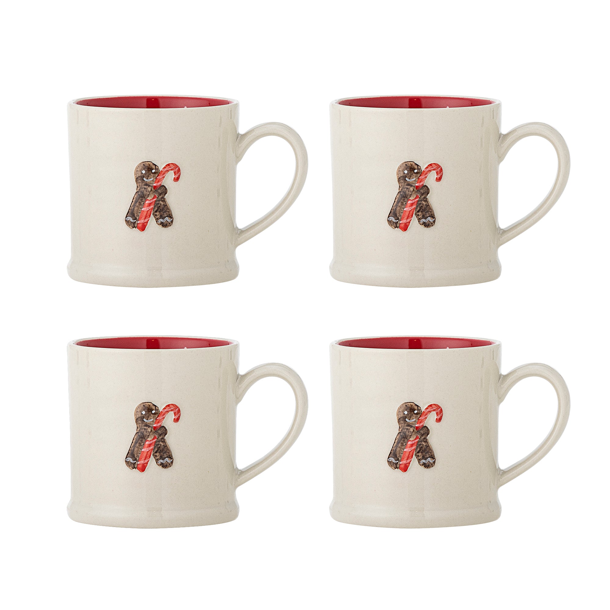 Bloomingville Kubki z kamionki Kenai Red zestaw 4 szt