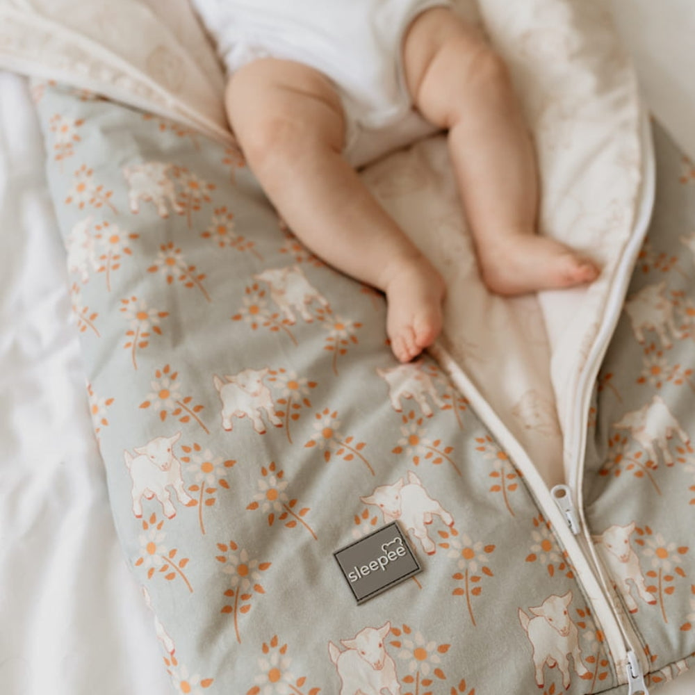 Sleepee Śpiworek do spania Grow Up Vintage Animals Sky Blue