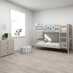 Flexa Łóżko dziecięce piętrowe z prostą drabinką Classic Grey Washed Pine