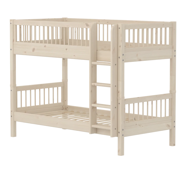 Flexa Łóżko piętrowe dla dziecka z prostą drabinką Classic White Washed Pine