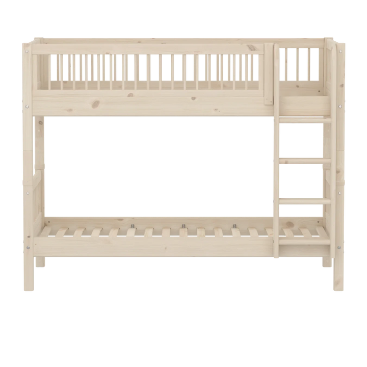 Flexa Łóżko piętrowe dla dziecka z prostą drabinką Classic White Washed Pine