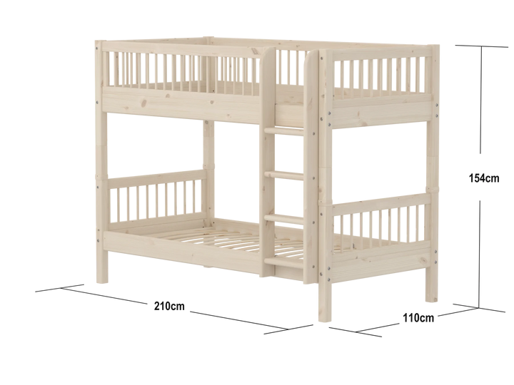 Flexa Łóżko piętrowe dla dziecka z prostą drabinką Classic White Washed Pine