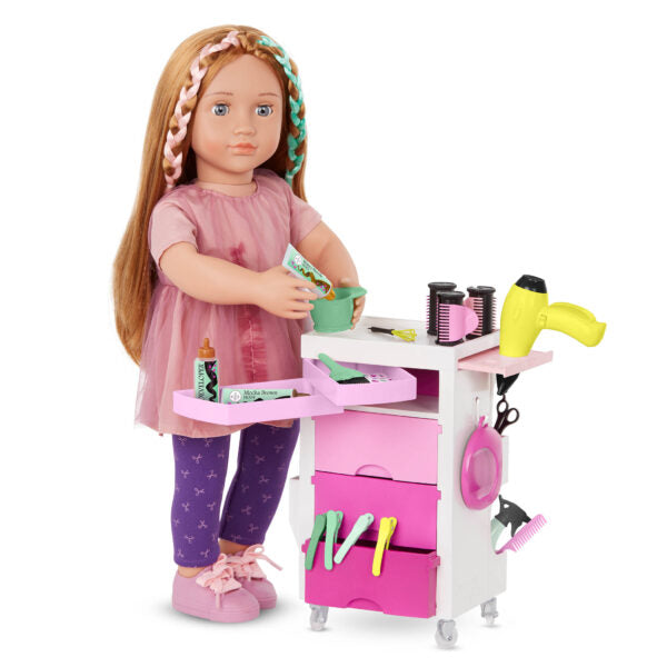Our Generation Akcesoria dla lalek 46 cm Wózek pomocnik fryzjerski na kółkach Salon Cart
