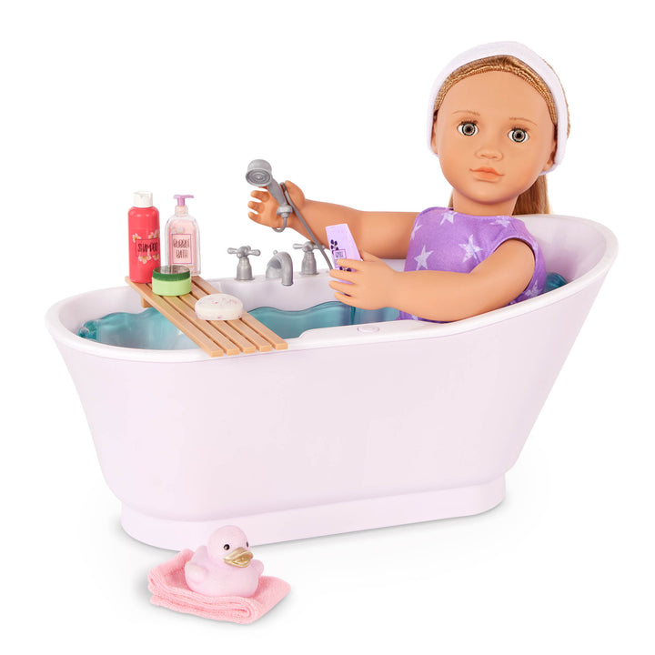 Our Generation Akcesoria dla lalek Wanna z akcesoriami i odgłosami kąpielowymi Bubbly Bathtime