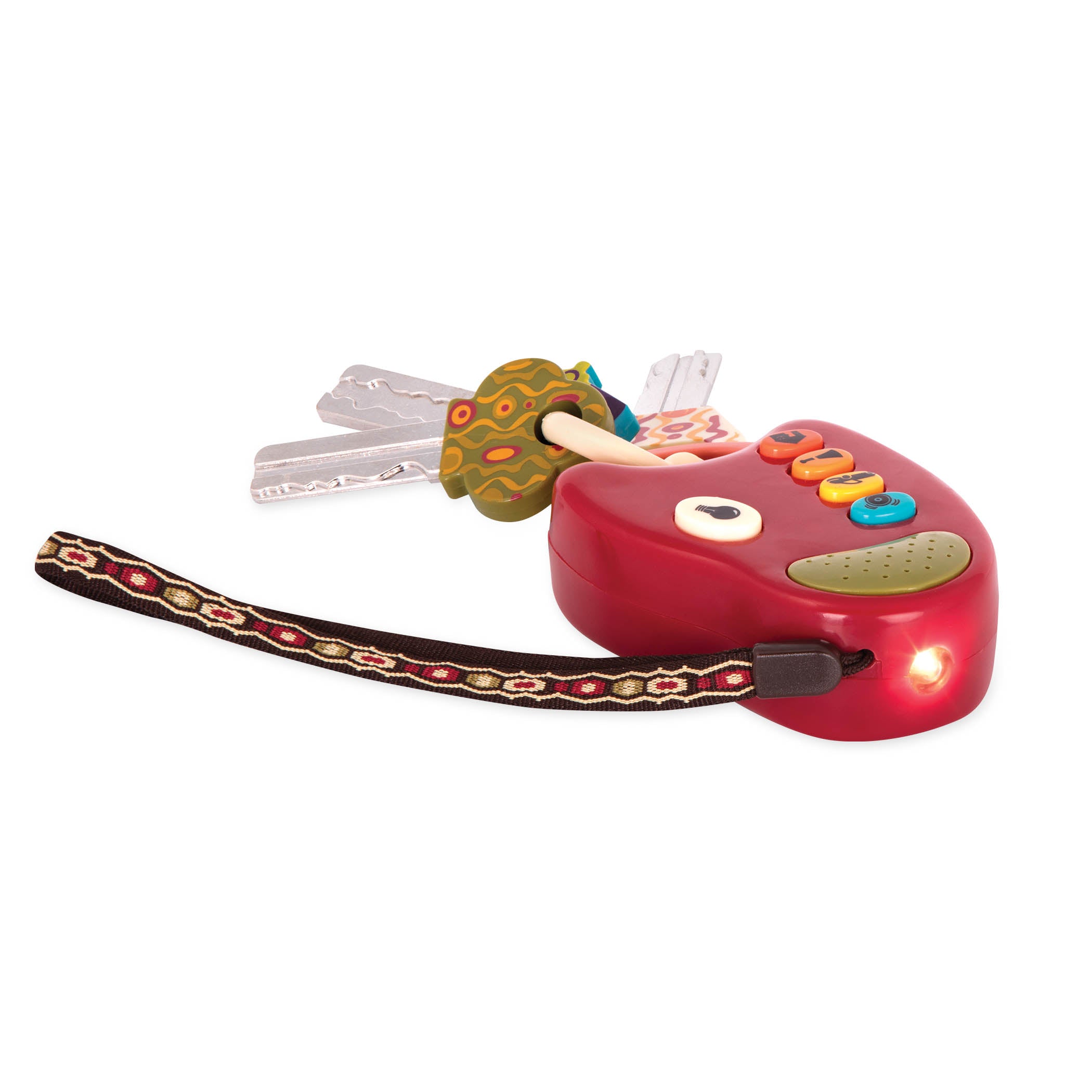 B.Toys Zestaw kluczy samochodowych zabawkowych z pilotem FunKeys Czerwone