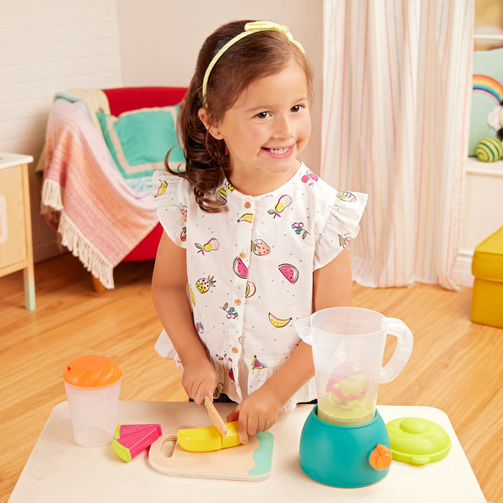 B.Toys Akcesoria do kuchni dla dzieci Mini Chef Fruity Smoothie Playset Blender z owocami i akcesoriami