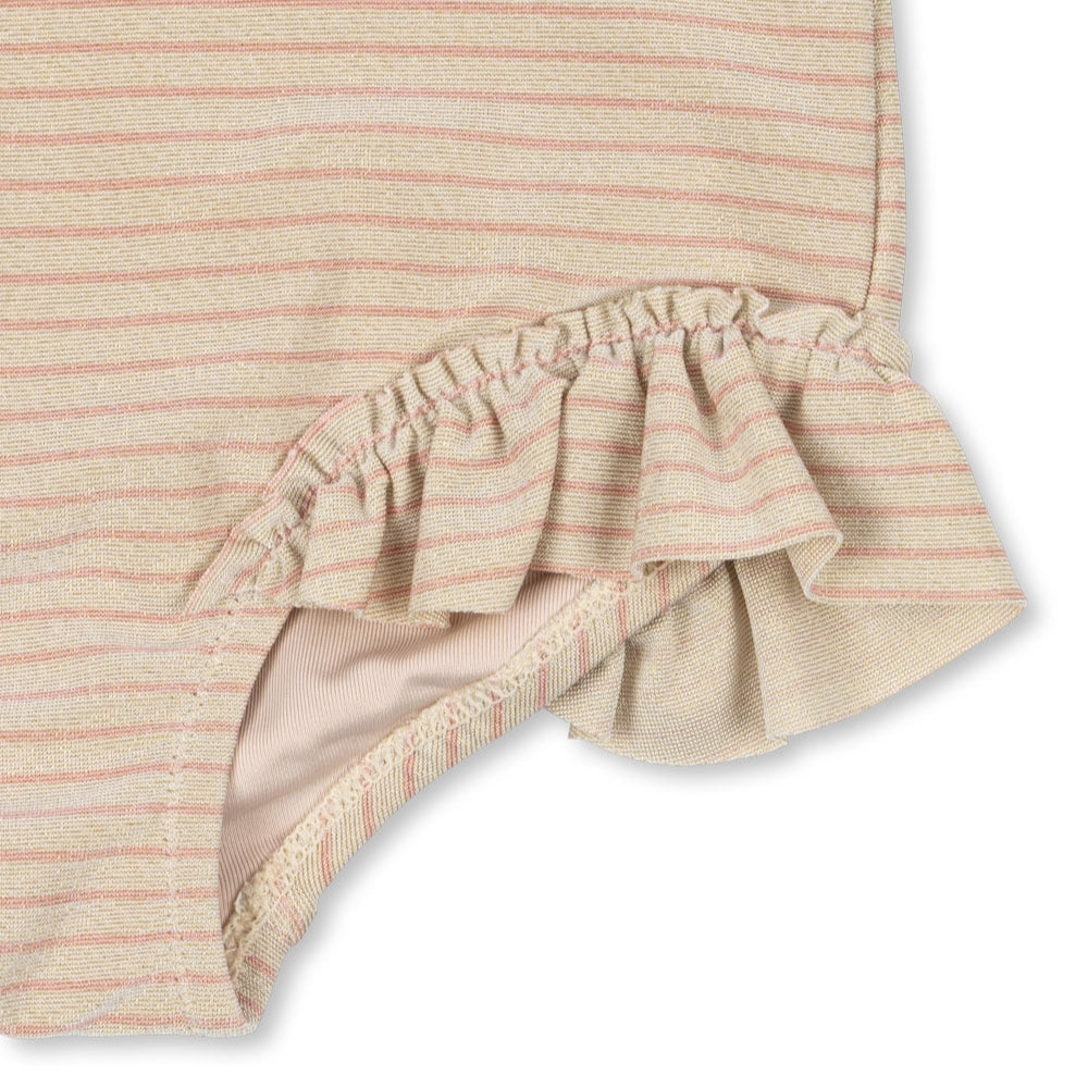 Konges Slojd Strój kąpielowy dla dziewczynki jednoczęściowy z falbanką Jade Rose Stripe