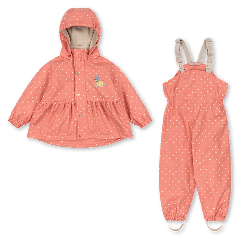 Konges Slojd Komplet przeciwdeszczowy dla dziewczynki Palme Duckling Coeur Feathers