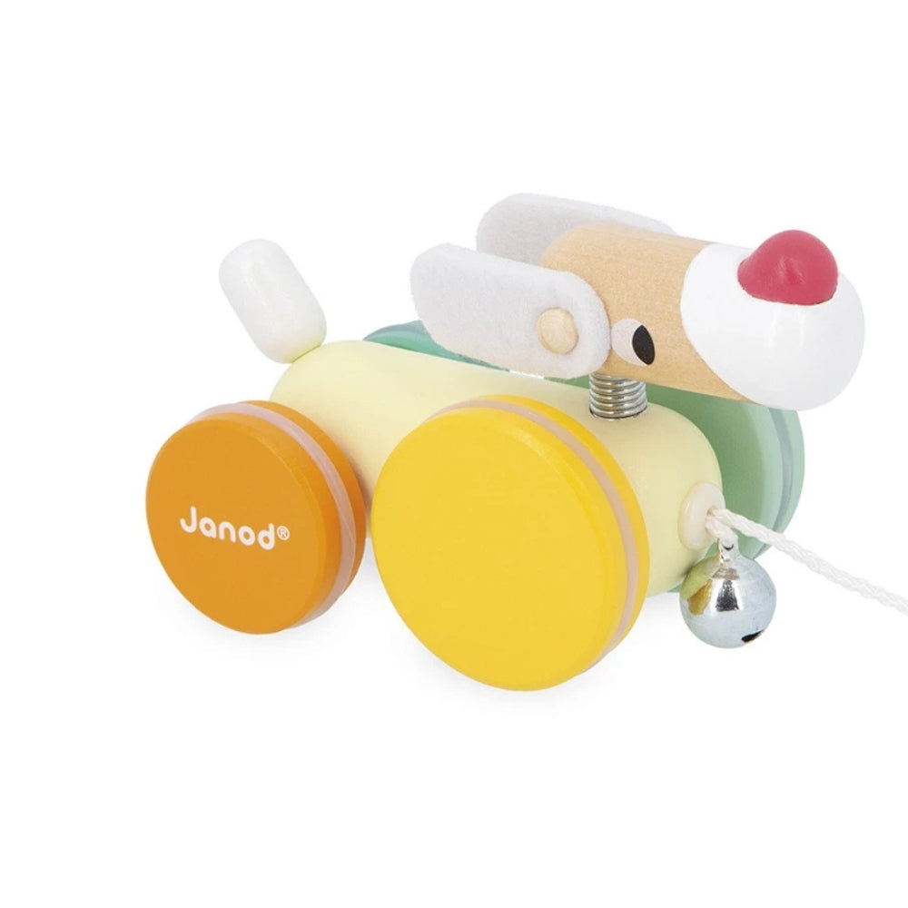 Janod Zabawka do ciągnięcia drewniany piesek Zigolos