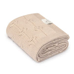 My Memi Kocyk z wełny merino warm beige Floral - premium collection