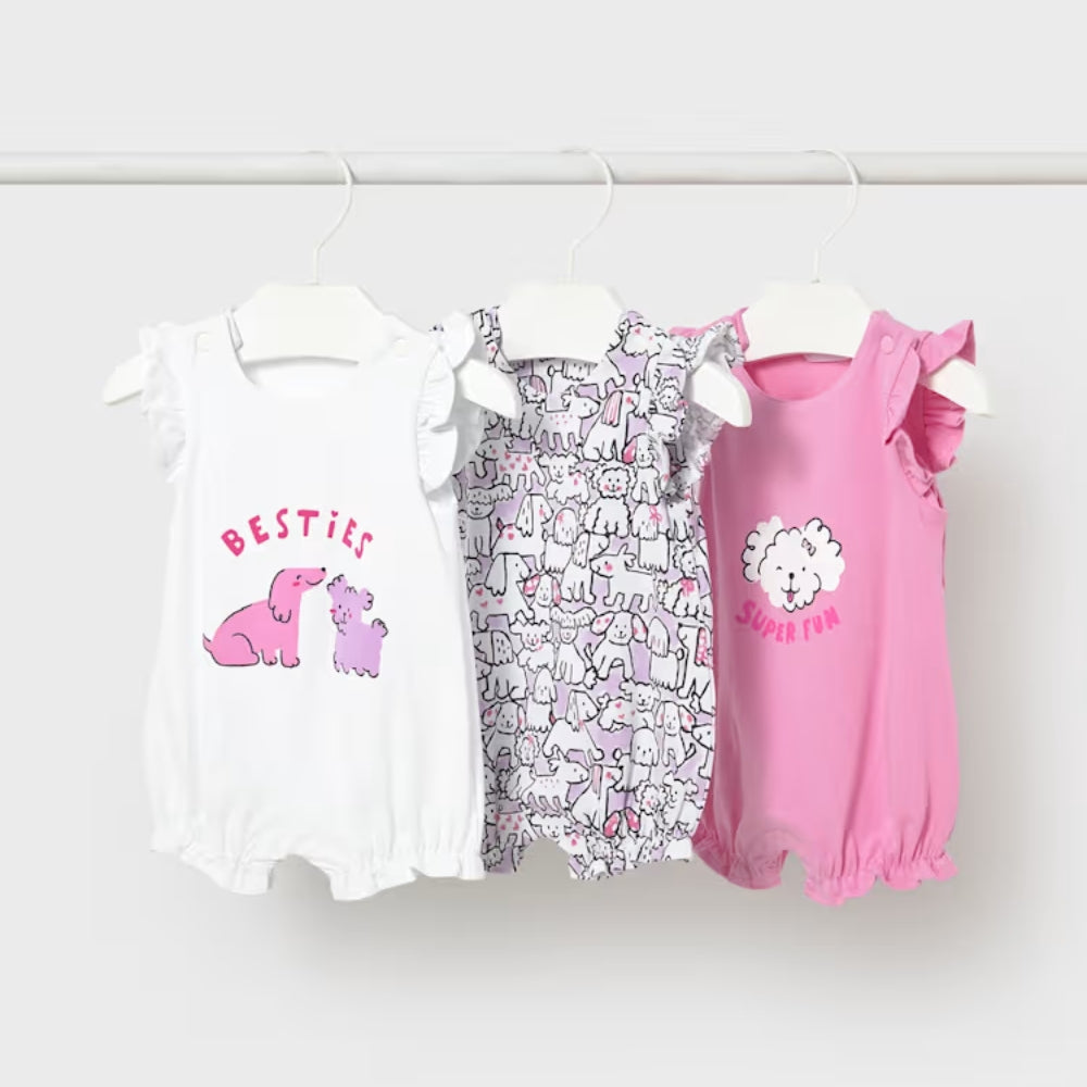 Mayoral Piżamki jednoczęściowe dla dziewczynki komplet 3 sztuk Bubblegum