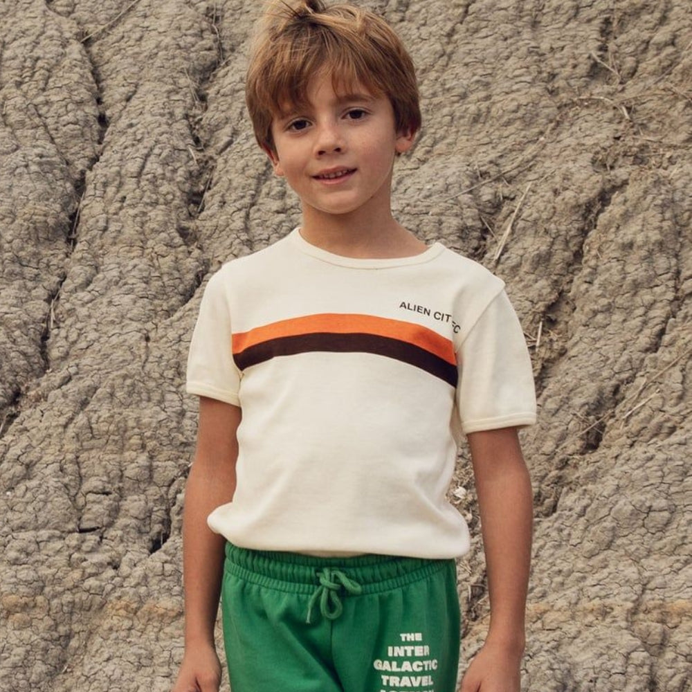 Mini Rodini Koszulka dziecięca z krótkim rękawem Alien City FC 8 Off-white