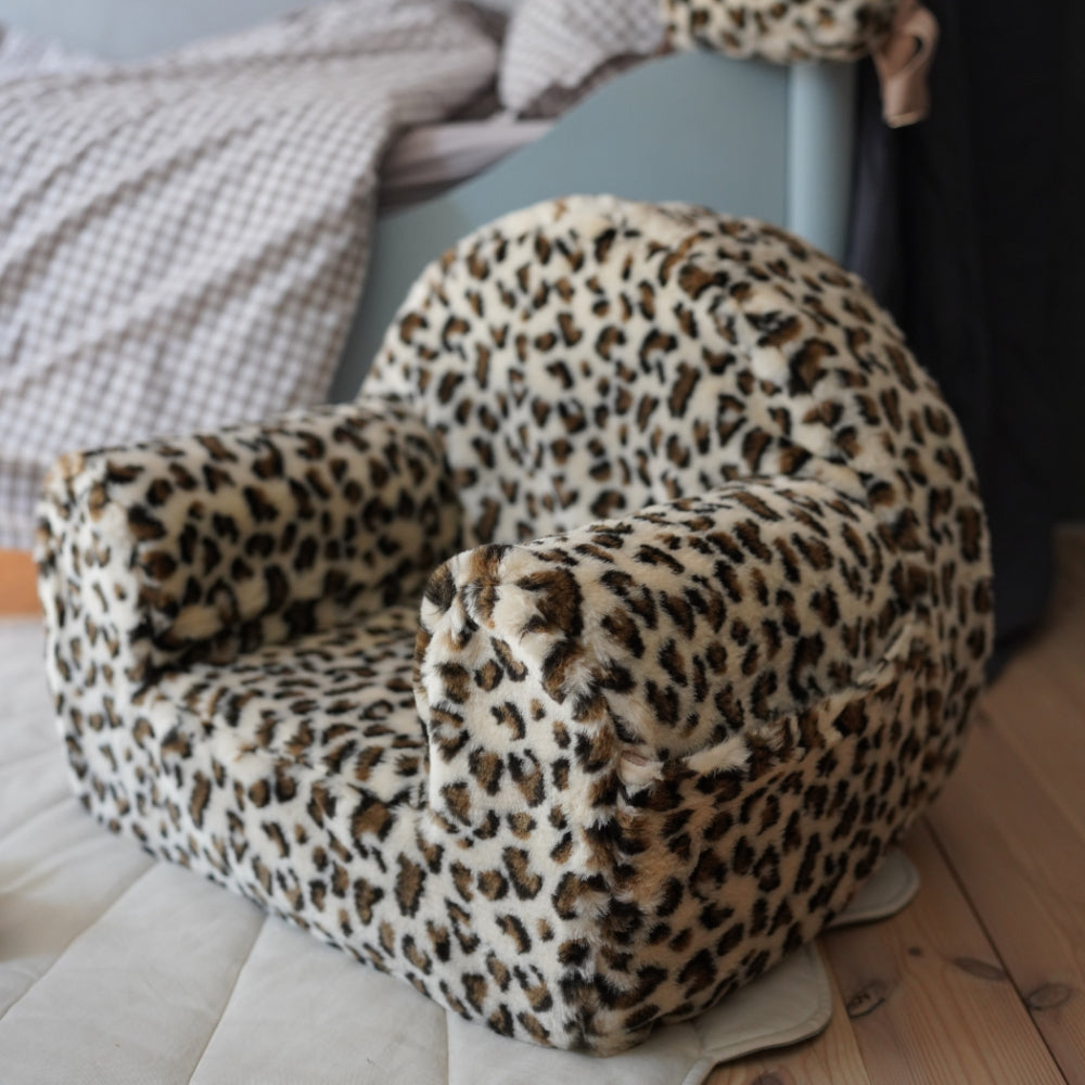 Muzpony Miękki futrzany fotel dla dziecka Leopard