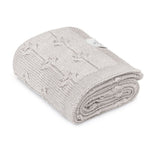 My Memi Kocyk z wełny merino light grey Floral - premium collection