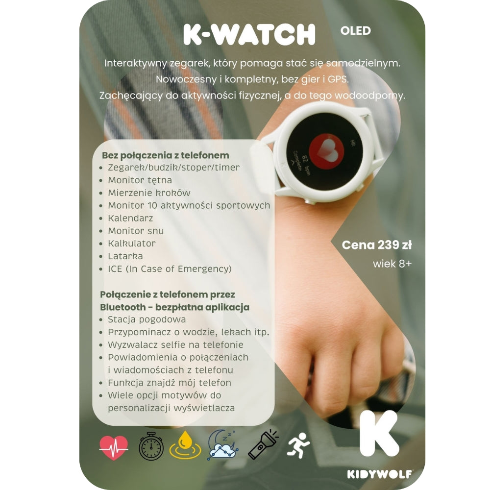 Kidywolf Zegarek interaktywny dla dzieci K-Watch Koralowy róż