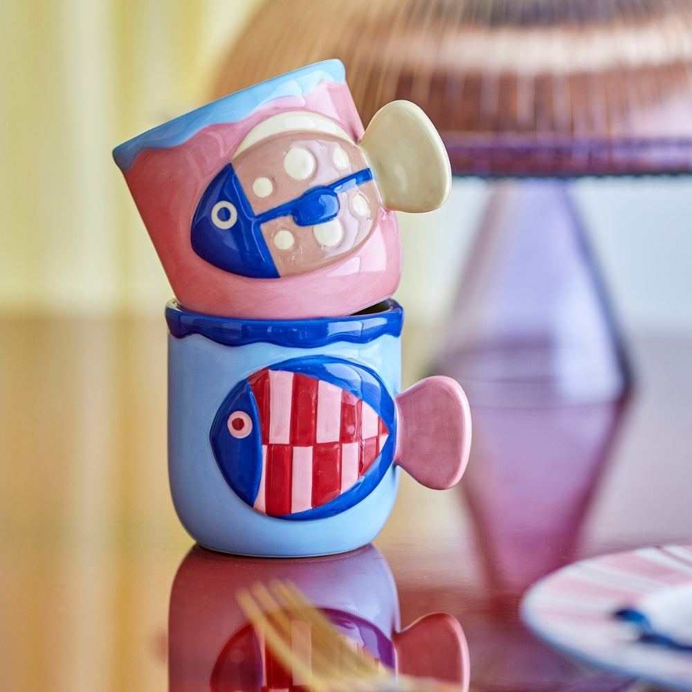 Bloomingville Kubki z kamionki Willy Multi zestaw 2 sztuk