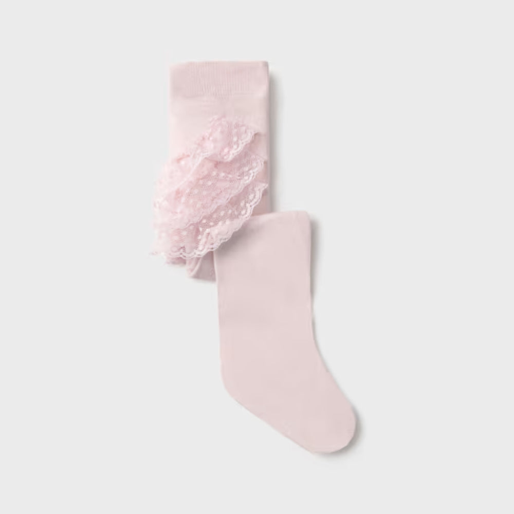 Mayoral Rajstopy dla niemowląt z falbanką Baby Pink