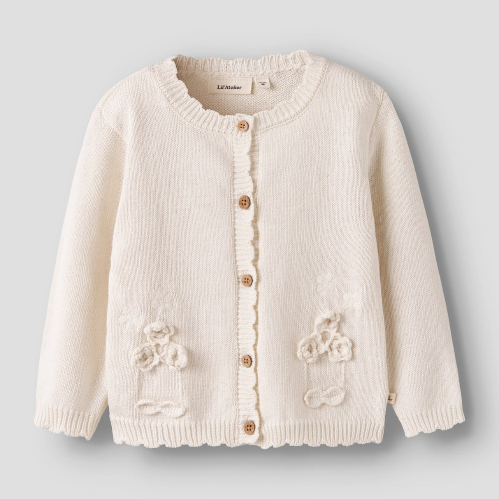Lil’ Atelier Sweterek dziergany dla dziewczynki Coconut Milk NMFDOLA
