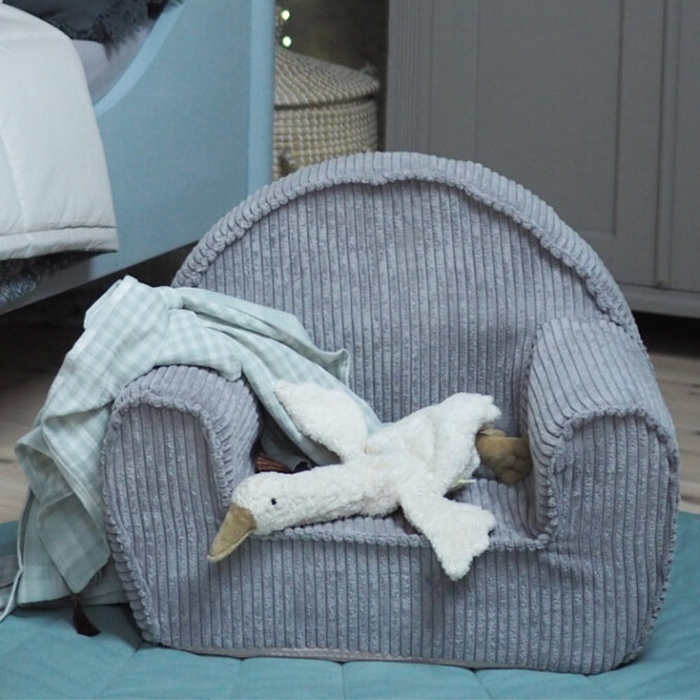 Muzpony Sztruksowy fotel dla dziecka Blueberry grey