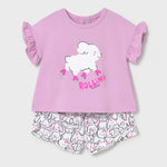 Mayoral Komplet dla dziewczynki 2-częściowy z koszulką i szortami Lilac