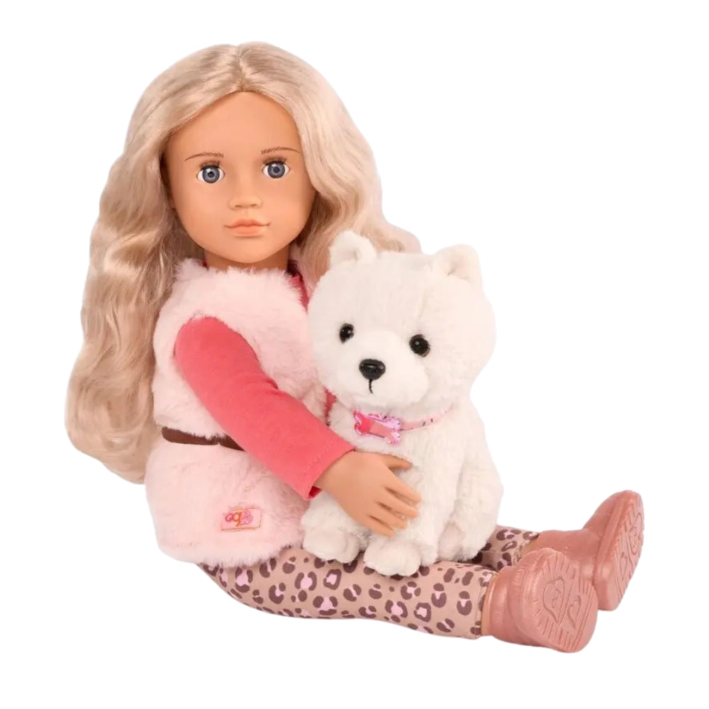 Our Generation Lalka Kinsley z pieskiem Kenzi na smyczy 46cm