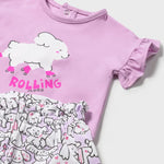 Mayoral Komplet dla dziewczynki 2-częściowy z koszulką i szortami Lilac